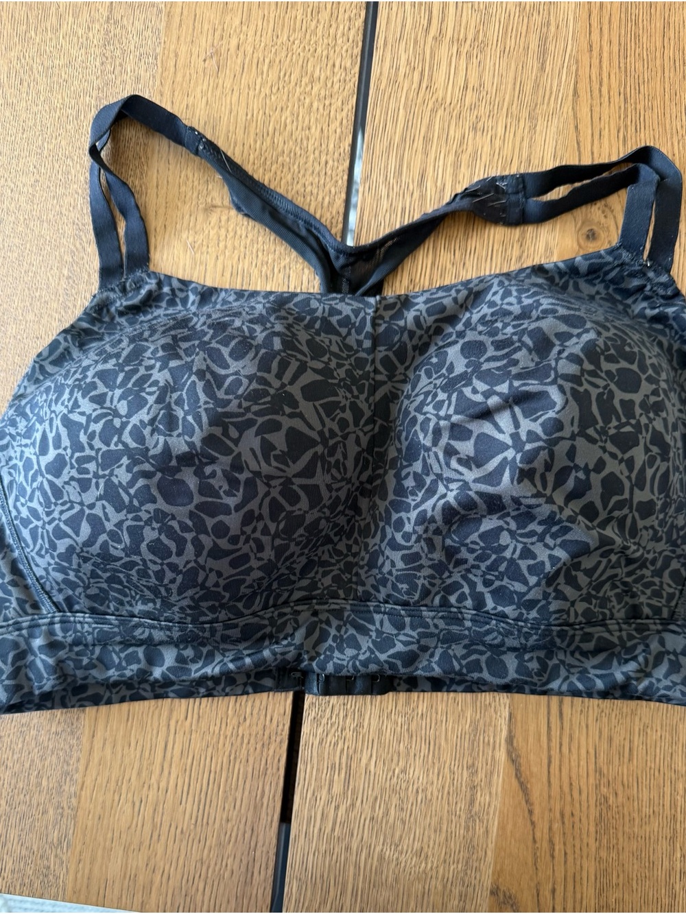Under Armour Black and Dark Gray Leopard Longline Sports Bra